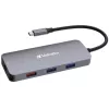 Docking station  VERBATIM 9-in-1 USB-C Pro Multiport Hub CMH-09 2x USB 3.2-A (Gen 1), 1x UB3.2-A (Gen 2), 2x USB 3.2-C (Gen 2), HDMI 4K, RJ45 Gigabit, SD, microSD, USB 3.1-C cable 15cm, 88g