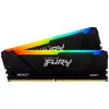 RAM  KINGSTON 32GB (Kit of 2*16GB) DDR4-3600 Kingston FURY® Beast DDR4 RGB, PC28800, CL18, 1.35V, Auto-overclocking, Asymmetric BLACK low-profile heat spreader, Dynamic RGB effects featuring Kingston FURY Infrared Sync technology, Intel XMP Ready (Extreme Memor 