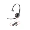 Casti cu microfon  Poly Poly Blackwire 3210 Monaural USB-C Headset, Microphone noise-canceling, SoundGuard, DSP, Receive output from 20 Hz–20 kHz, Microphone 100 Hz–10 kHz, Call answer/ignore/end/hold, redial, mute, volume +/-, OEM, CABLE LENGTH 1610mm 