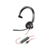 Casti cu microfon  Poly Poly Blackwire 3310 Mono USB-A Headset, Microphone noise-canceling, SoundGuard, DSP, Receive output from 20 Hz–20 kHz, Microphone 100 Hz–10 kHz, Call answer/ignore/end/hold, redial, mute, volume +/-, OEM, CABLE LENGTH 218cm, 102g 